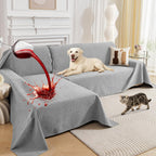 Deep Dream Sectional Couch Covers, 2 Pieces 100% Waterproof L Shaped Sofa Cover, Non Slip Couch Cover for Dogs Cats Washable, Pet Friendly Sofa Slipcovers Furniture Protector (XX-Large, Light Grey)