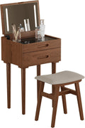 Vanity Desk and Stool Bundle 19.6in Walnut