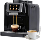Fully Automatic Espresso Coffee Machine with Milk Cooler 4.3" Touchscreen Dual Heating 11 One Touch Beverages Adjustable Grinder & Milk Frother WiFi Smart Control