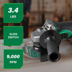 Metabo HPT 18V MultiVolt 4-1/2 Inch Slide Switch Power Angle Grinder Kit, High Torque Motor Power Tool with Battery Charge Indicator, Soft Grip Handle, Safety Features, G18DSL2Q4