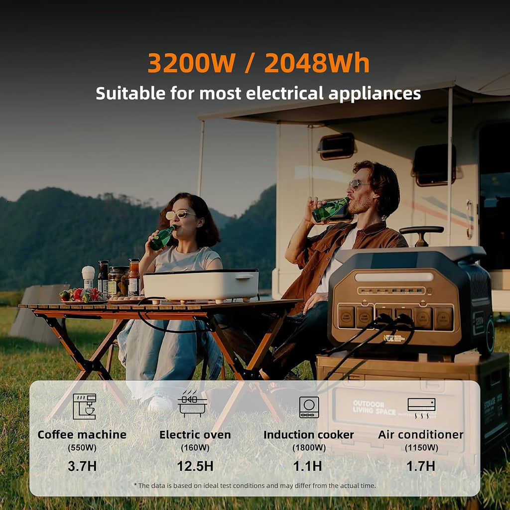 IEE 3200W Portable Power Station P3200  2048Wh Solar Generator  1800W AC Charging & 1000W Solar Charging  LiFePO4 Battery Generator for Home Backup  Camping  RV  Emergencies (P3200 Power Station)