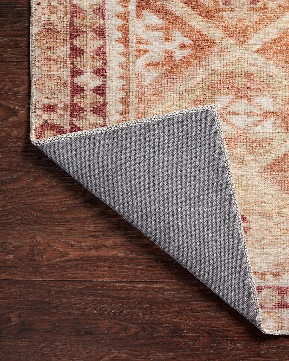 Loloi Layla Collection LAY-16 Natural/Spice 9'-0" x 12'-0" .13" Thick Area Rug, Soft, Durable, Vintage Inspired, Distressed, Low Pile, Non-Shedding, Easy Clean, Printed, Living Room Rug