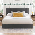 Zinus Billie Platform Bed Frame, Four Underbed Storage Drawers, Height Adjustable Headboard, Upholstered Style, King