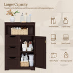 Yaheetech Wood Bathroom Floor Cabinet with 3 Drawers &1 Cupboard, Free Standing Storage Organizer Hallway Entryway Cabinet for Living Room Kitchen, Espresso