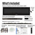 Westinghouse 60 Inch Electric Fireplace Heater, Compatible with Alexa & Google Home, Wall Mount or in-Wall Recessed Fireplace Insert, 24 Hour Timer, Color Changing Flames, 750W/1500W Indoor Heater