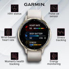 Wearable4U - Garmin Venu 3S GPS Smartwatch  AMOLED Display 41 mm Watch  Advanced Health and Fitness Features  Up to 10 Days of Battery  Sleep Coach  Ivory Case with White Earbuds Bundle