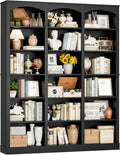 FACBOTALL 71" Triple Wide Bookshelf, 6 Tier Tall Bookshelf, Large Book Shelf with Curved Baffle, 63.4" Wide Bookcase with 18 Open Display Shelves for Living Room, Study, Black