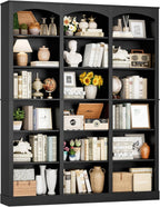 FACBOTALL 71" Triple Wide Bookshelf, 6 Tier Tall Bookshelf, Large Book Shelf with Curved Baffle, 63.4" Wide Bookcase with 18 Open Display Shelves for Living Room, Study, Black