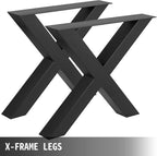 VEVOR Set of 2 Steel Table Legs, 28 Height 31 Wide Dining Table Legs,Heavy Duty 3.1" Square Box Section X Frame Table Legs,28x31x3.1 Inch Black Color Industrial Country Style Metal Dining Legs