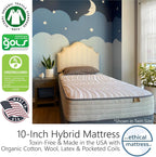Ethical Mattress CO 10" Toxin-Free Hybrid Mattress, Made in The USA with Organic Cotton, Wool, Latex & Pocketed Coils (No Fiberglass or Polyfoams) Comfortable & Supportive Bed-in-Box - Queen Size