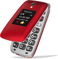 Easyfone Prime-A1 Pro Unlocked 4G Flip Cell Phone for Seniors | Easy-to-Use | Big Buttons | Clear Sound | SOS & Block Button | Photo Speed Dial | SIM Card Included and Charging Dock (Red)