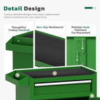 Greenvelly Tool Chest, 5-Drawer Rolling Tool Chest with Hooks and Lockable Wheels, Detachable Top Tool Box, Toolbox with Wheels, Rolling Tool Box for Mechanics Garage Workshop and Tool Room (Green)