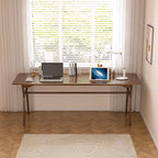 Solid Wood Study Desk - 71" Double Long Computer Table for Home Office, 2-Person PC Workstation, Walnut