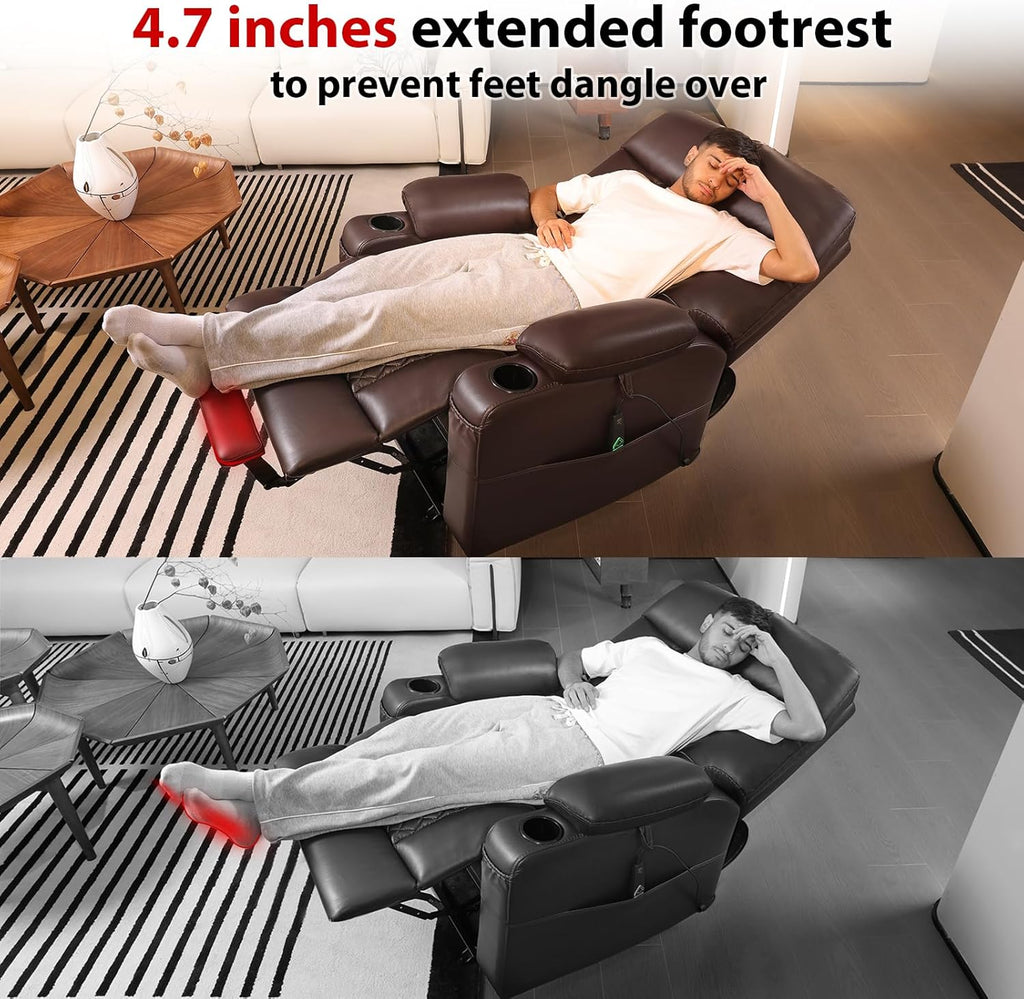 EONIX Small Power Lift Recliner Chair for Elderly with Heat and Massage, 400lbs Heavy Duty Electric Recliner Chairs for Adults with Cup Holders and USB Charging Ports, SLRY019020, Dark Brown