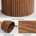 Fluted Round Nesting Coffee Table Set of 2, Mid Century Modern Wood Coffee Tables and End Table Set, Circle Side Table Minimalist Center Tables for Living Room, Office(Walnut)