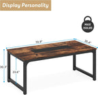 LITTLE TREE 78.7 Inch X-Large Dining Table Rectangular Kitchen Furniture for 6 to 8 People, Brown