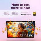 Lenovo Idea Tab Plus - Lightweight Tablet - 12.1″ 2.5K IPS Touchscreen Display - 90Hz - MediaTek Dimensity 6400-8GB Memory - 128GB Storage - Integrated Arm Mali-G57 MC2 - Lenovo Tab Pen & Folio Case