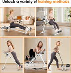 5 in 1 ab machine for stomach workout, adjustable ab trainer machine with LCD Monitor, Foldable ab workout machine With Knee and Back Protection, Load Capacity 400 LBS, Unisex, Black