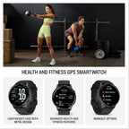 Garmin Venu® 4  45mm  Advanced Health and Fitness GPS Smartwatch  Bright and Colorful Display  Built-in Flashlight  12 Days of Battery Life  Slate with Black Silicone Band