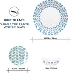 Corelle Global Collection Vitrelle 18-Piece Dinnerware Set Triple Layer Recycled Glass, Lightweight Eco-Friendly Round Plates and Bowls Set, Northern Pines