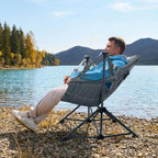 Timber Ridge Hammock Camping Chair with Adjustable Backrest, Heavy Duty Folding Hammock Chair Supports 300lbs, Portable Hammock Chair for Camping, Travelling and Patio, Grey