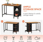 Tribesigns Kitchen Island, Kitchen Shelf Bar Table with 5 Open Storage Shelves and Large Worktop, Industrial Butcher Block Island (Stools Not Included)