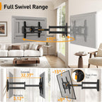 Perlegear Corner TV Wall Mount Long Arm TV Mount Bracket for 37-75 Inch TVs-Full Motion Wall Mount with 32.37” Extension & Swivel Articulating Arm & Tilt, MAX VESA 600x400mm, Holds up to 100 lbs