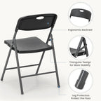 DUMOS 10 Pack Folding Chairs Heavy Duty - Plastic Stackable Portable Dining Chairs Set, Wedding, Party, Patio, Garden, for Indoor Outdoor, for Home and Office, Conference, Black