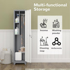 Metal Garage Storage Cabinet,Broom Closet Storage Cabinet,Utility Closet Cabinet for Garage,Office,Gym,Grey-White