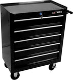5-Drawer Rolling Tool Chest Cabinet, Large Capacity Metal Tool Box with Wheels and Keyed Locking, Roll Around Storage Organizer Tool Cart for Garage, Warehouse, Work Shop (Black07)