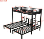 Twin Over Twin Over Twin Triple Bunk Bed for Kids,3 Bed Bunk Beds for 3,Metal Triple Bunk Beds with Built-in Desk,Separates Into 3 Twin Beds,Noise Reduced Structure,Black