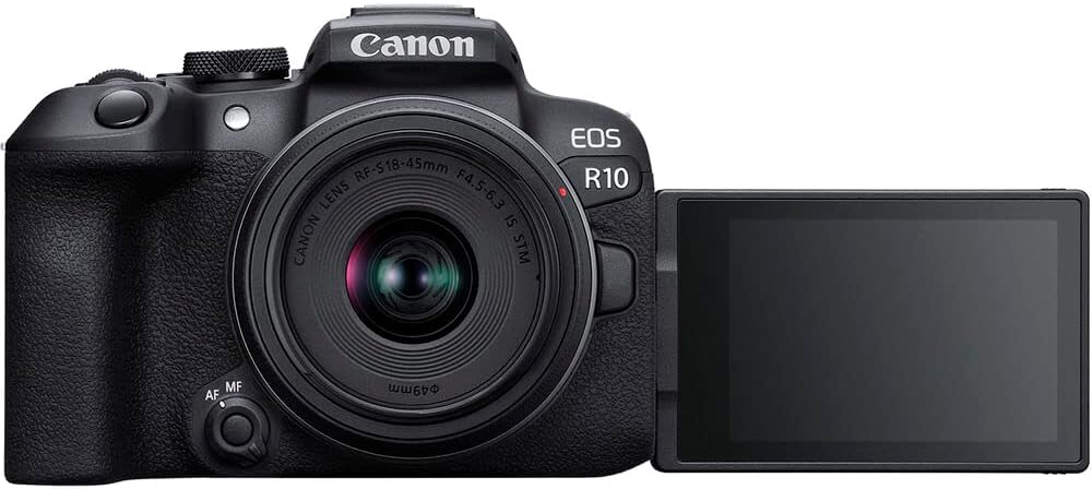Canon EOS R10 Mirrorless Camera Kit with RF-S 18-45mm Lens | 24.2MP APS-C  4K Video  Perfect for Beginner Photographers & Vloggers (5331C009) + Adapter EF-EOS R + 64GB Card + LP-E17 Battery + Bag