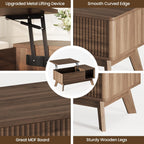 Wood Lift Top Coffee Table with Hidden Compartment and Large Storage Shelf, Lift Tabletop Dining Center Table for Home Living Room Office,Walnut