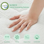 King Size Mattress, 14 Inch Hybrid King Mattress in A Box, Memory Foam & Individually Pocket Spring for Pain Relief, Medium Firm Mattresses