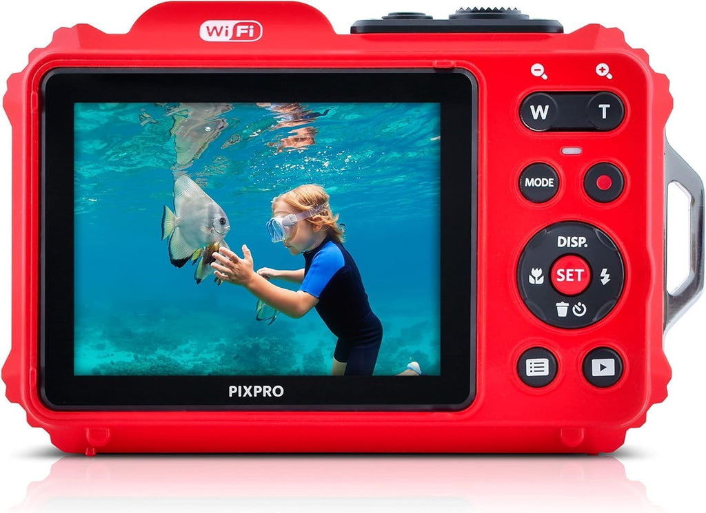 KODAK PIXPRO WPZ2 Rugged Waterproof Digital Camera  Red Bundles with Case  Monopod  Card Reader and More (9 Items)
