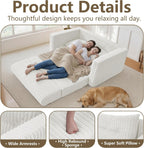 HABUTWAY Folding Sofa Bed, 2 in 1 Convertible Sleeper Chair with Pillow, Portable Fold Out Chair Bed with Armrest, Comfy Floor Couch, Lazy Sofa for Living Room Bedroom Dorm Home Office, Beige