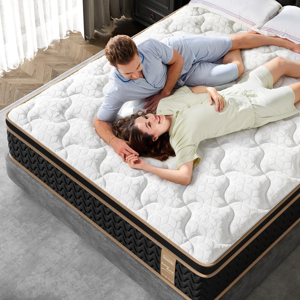 King Mattress 10 Inch, Cooling Hybrid Bed in a Box, Individual Pocket Springs, Motion Isolation, Targeted Hip/Shoulder/Lumbar Support, Fiberglass-Free, Ergonomic Zones, 365-Night Trial, CertiPUR-US