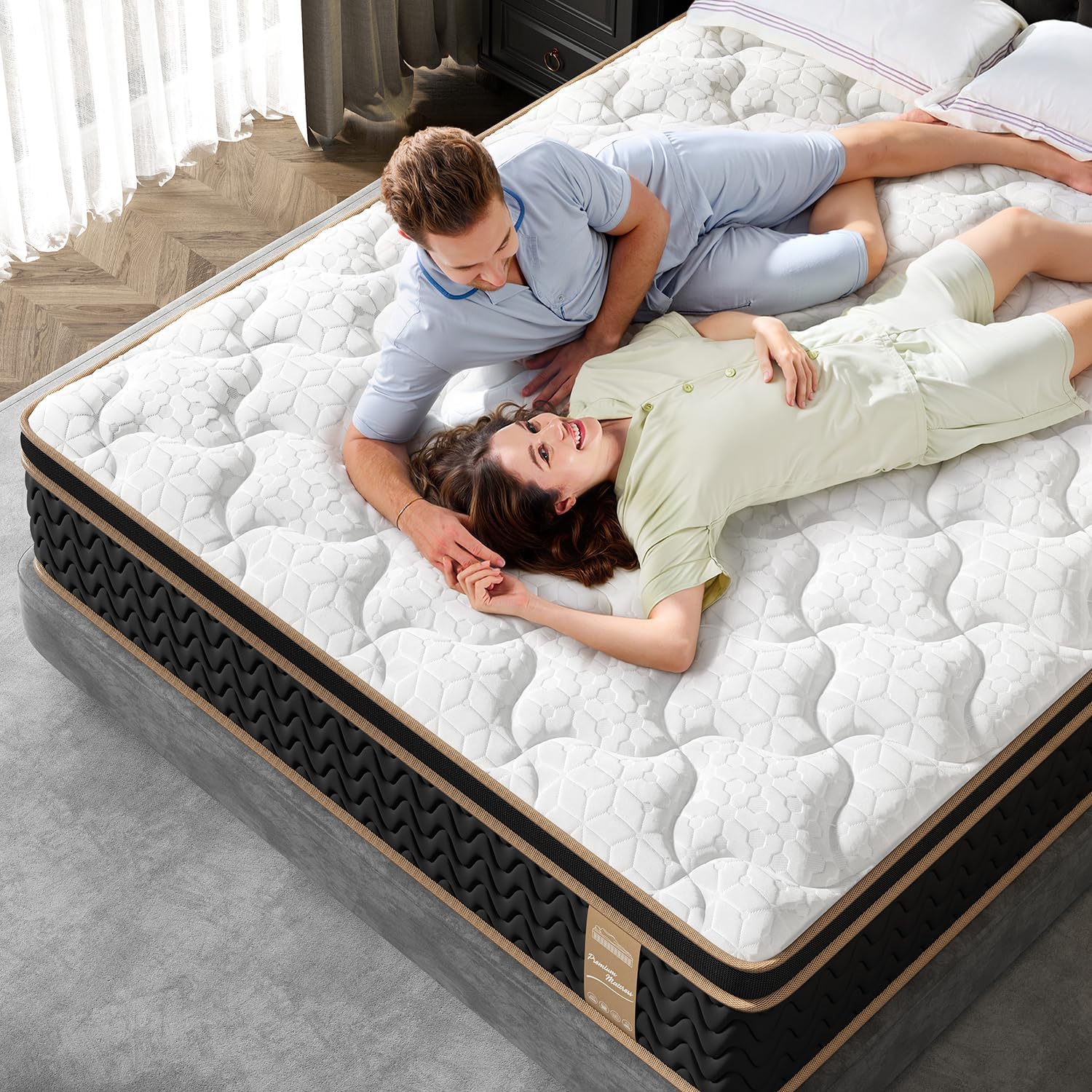 King Mattress 10 Inch, Cooling Hybrid Bed in a Box, Individual Pocket Springs, Motion Isolation, Targeted Hip/Shoulder/Lumbar Support, Fiberglass-Free, Ergonomic Zones, 365-Night Trial, CertiPUR-US