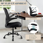 Flysky Ergonomic Home Office Desk Chair Set of 8 - Lumbar Back Support, Breathable Mesh Swivel Computer Task Chair with Wheels and Flip-up Arms, Height Adjustable, Black