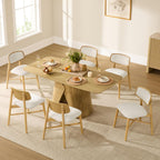 CHITA 71" Modern Dining Table for 6-8, Rectangle Dining Table with Bentwood Legs, Wood Dinner Table for Kitchen & Dining Room, Oak Venner