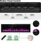 60 Inch Electric Fireplace Recessed and Wall Mounted, Fireplace Heater and Linear Fireplace, Ultra-Thin Electric Fireplace, Low Noise, with Timer, Remote Control, Adjustable 12 Flame Color, 750/1500W