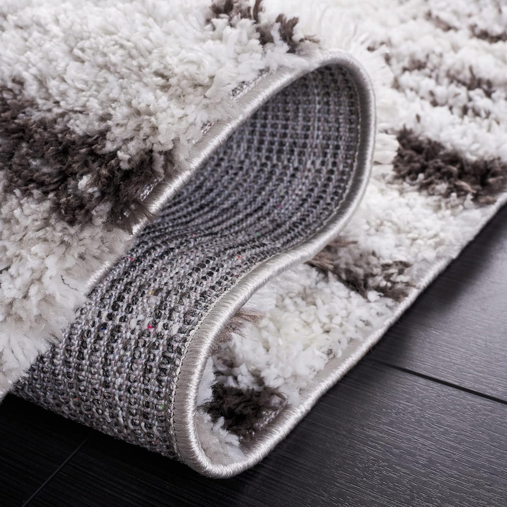 SAFAVIEH Berber Shag Collection Area Rug - 9' x 12', Grey & Dark Grey, Stripe Design, Non-Shedding & Easy Care, 1.25-inch Thick Ideal for High Traffic Areas in Living Room, Bedroom (BER565F)