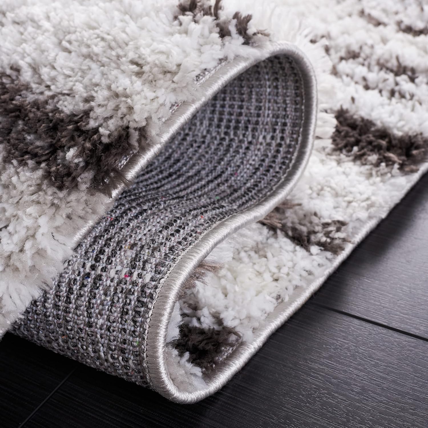 SAFAVIEH Berber Shag Collection Area Rug - 9' x 12', Grey & Dark Grey, Stripe Design, Non-Shedding & Easy Care, 1.25-inch Thick Ideal for High Traffic Areas in Living Room, Bedroom (BER565F)