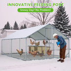 Large Chicken Coop Metal Chicken Run for Yard with Feeding Door