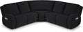 VANSOFY Extra Large Reclining Sectional Couch Covers, Washable 5-Piece Sofa Covers for L Shape Sectional Sofa Corner Seater, Thick, Soft Sofa Slipcovers (5 Seat Recliner Cover，Black)