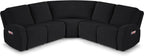VANSOFY Extra Large Reclining Sectional Couch Covers, Washable 5-Piece Sofa Covers for L Shape Sectional Sofa Corner Seater, Thick, Soft Sofa Slipcovers (5 Seat Recliner Cover，Black)