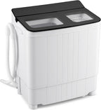 Giantex Portable Washing Machine, 18LBS Twin Tub Mini Compact Laundry Washer Spinner Combo with Drain Pump, 11Lbs Washer and 7Lbs Spinner for Apartments, RVs, Dorms, Gray+White