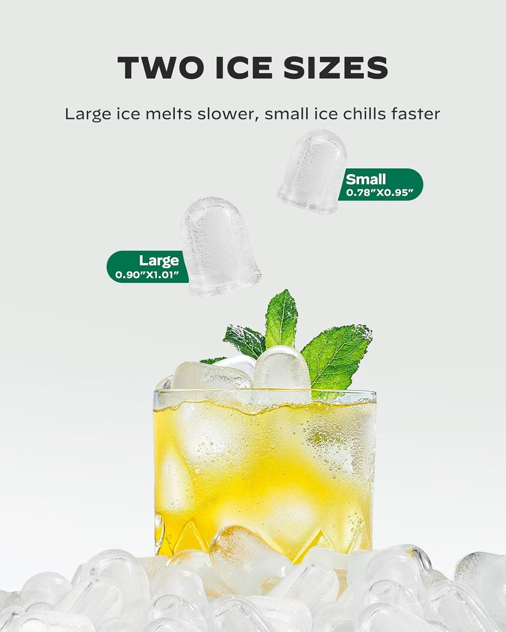 Marsail Ice Makers Countertop, 26 lbs per Day, Fast Ice in 6 Minutes, Self-Cleaning Ice Maker, Compact Countertop Ice Machine for Home, Kitchen/Office/Parties