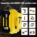 4 Packs 12000mAh Replacement for Dewalt 20V Battery 12.0Ah and DCB104 4-Port Charger Compatible with Dewalt 20V Battery Lithium DCB206 DCB207 DCB204 DCB200 DCB201 DCB203 Series Power Tool(5Pack）