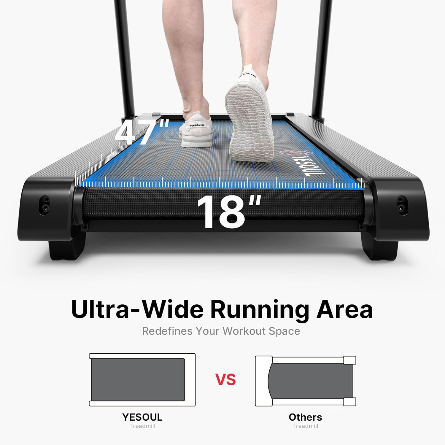 Yesoul Walking Pad Treadmill with 10% Auto Incline, Under Desk Treadmill for Home Walking, Hiking & Running, 300lbs Capacity, Smart App Scenic Routes & Live Classes, Remote & LED Display